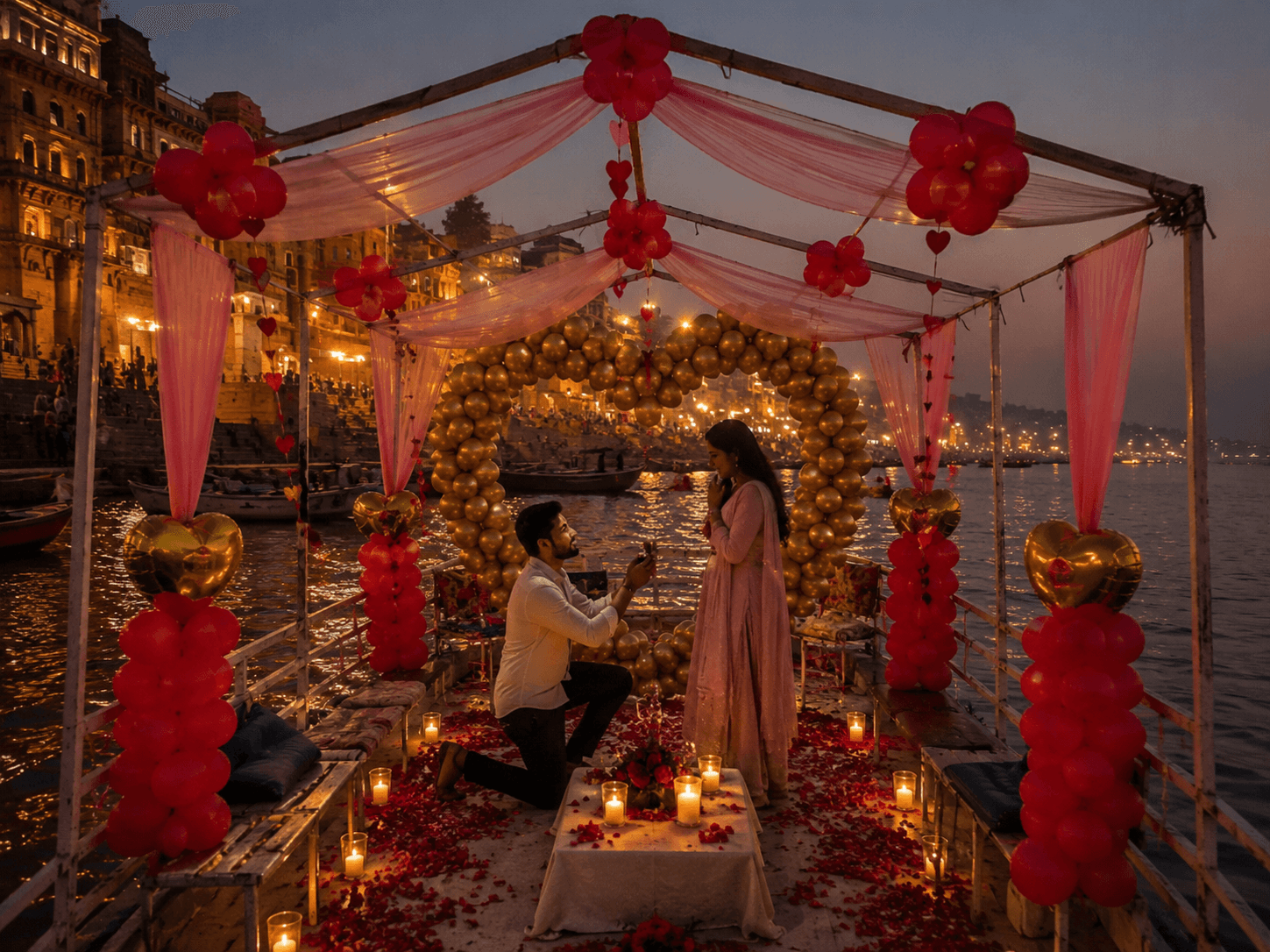 Proposal on one knee, deck